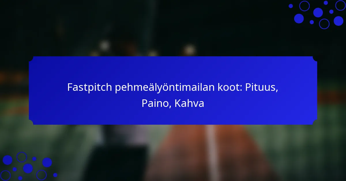 Fastpitch pehmeälyöntimailan koot: Pituus, Paino, Kahva