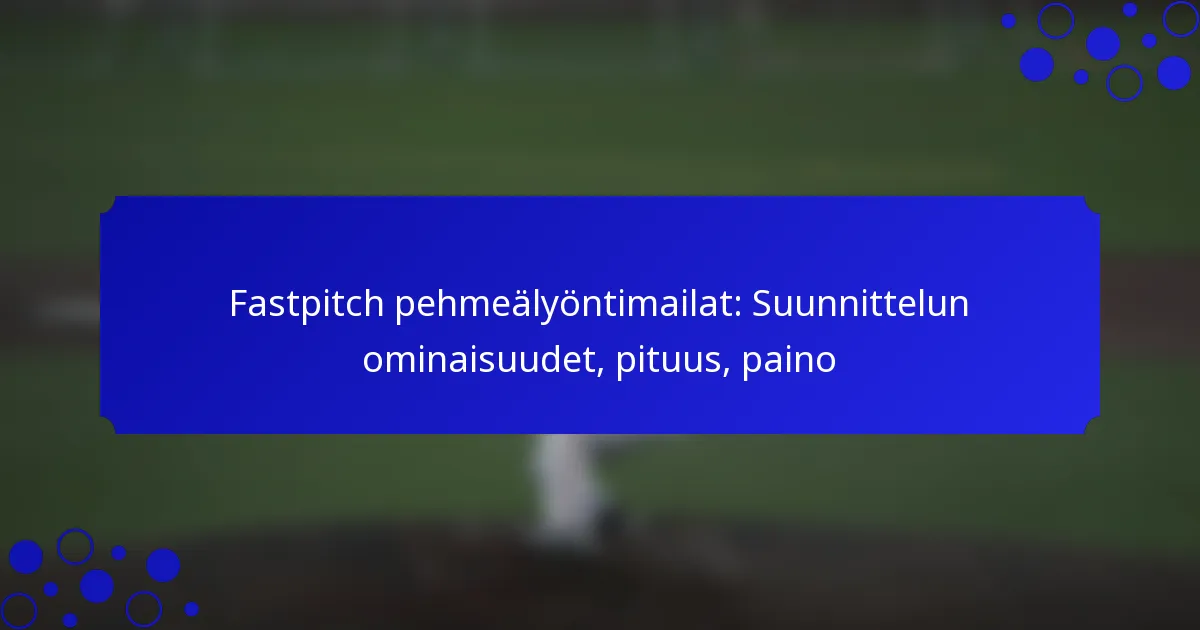 Fastpitch pehmeälyöntimailat: Suunnittelun ominaisuudet, pituus, paino