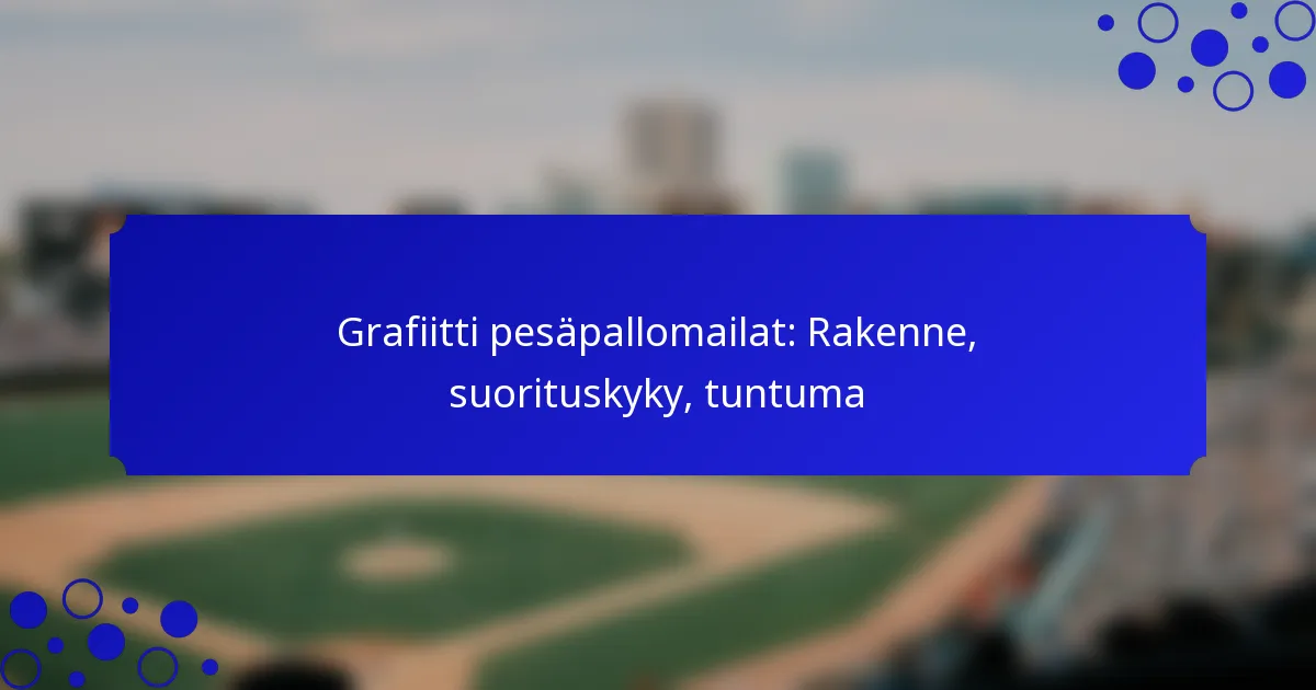 Grafiitti pesäpallomailat: Rakenne, suorituskyky, tuntuma