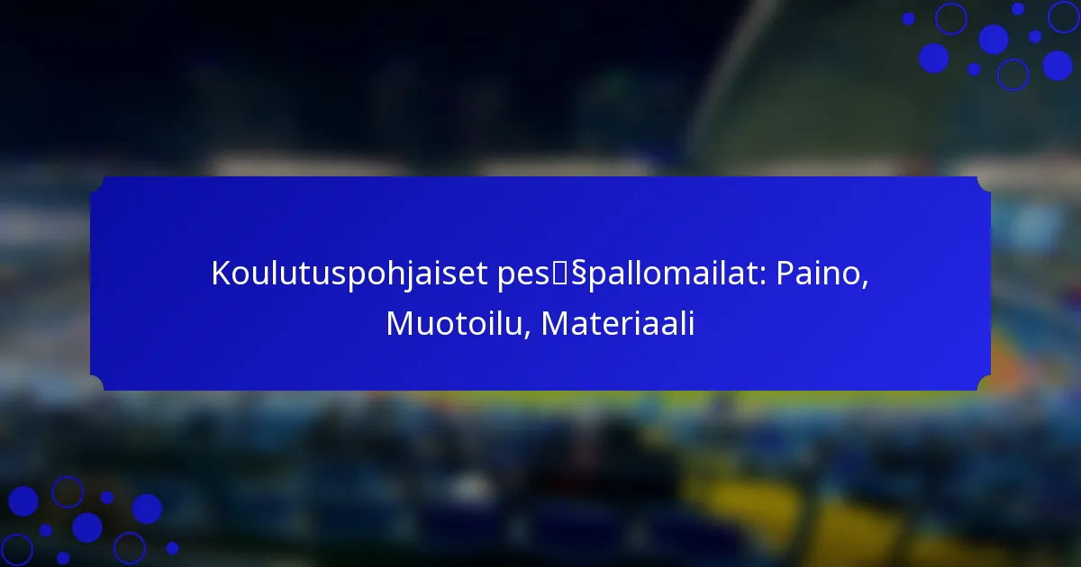 Koulutuspohjaiset pesäpallomailat: Paino, Muotoilu, Materiaali