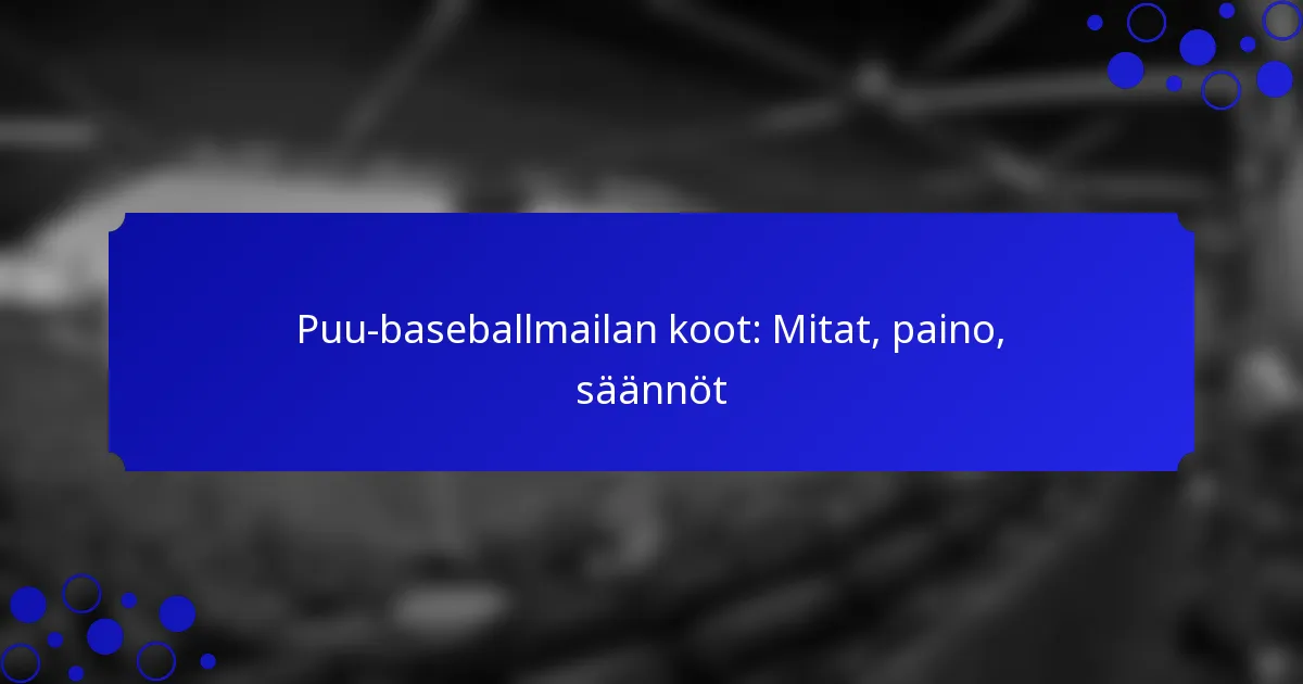 Puu-baseballmailan koot: Mitat, paino, säännöt