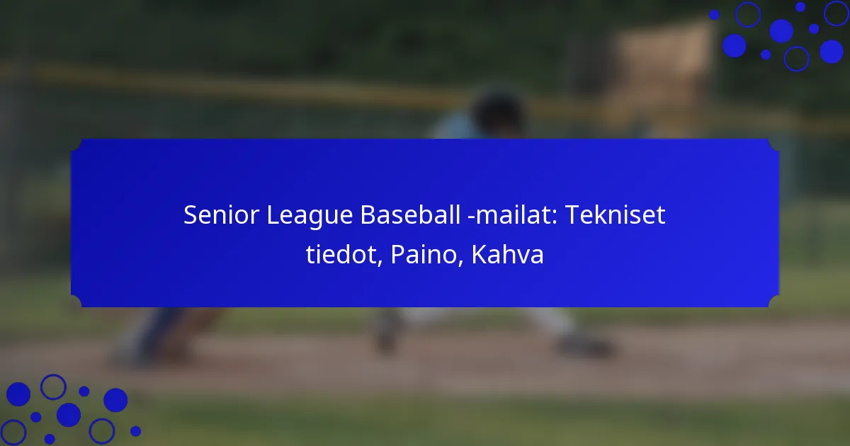 Senior League Baseball -mailat: Tekniset tiedot, Paino, Kahva