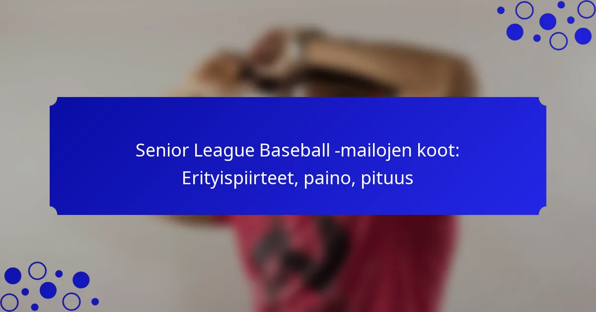 Senior League Baseball -mailojen koot: Erityispiirteet, paino, pituus