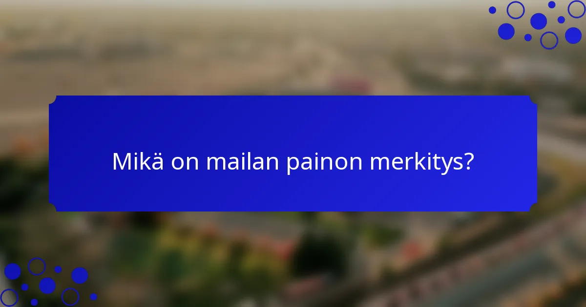 Mikä on mailan painon merkitys?