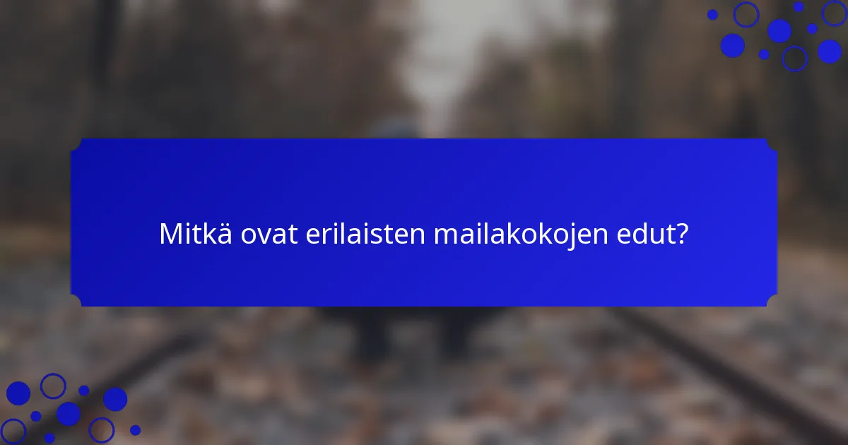 Mitkä ovat erilaisten mailakokojen edut?