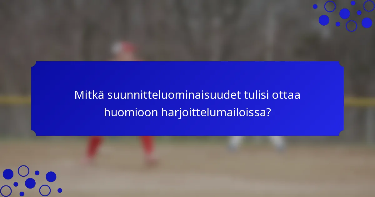Mitkä suunnitteluominaisuudet tulisi ottaa huomioon harjoittelumailoissa?